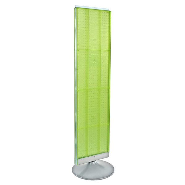 Two-Sided Pegboard Floor Display on a Silver Round Non-Revolving Base